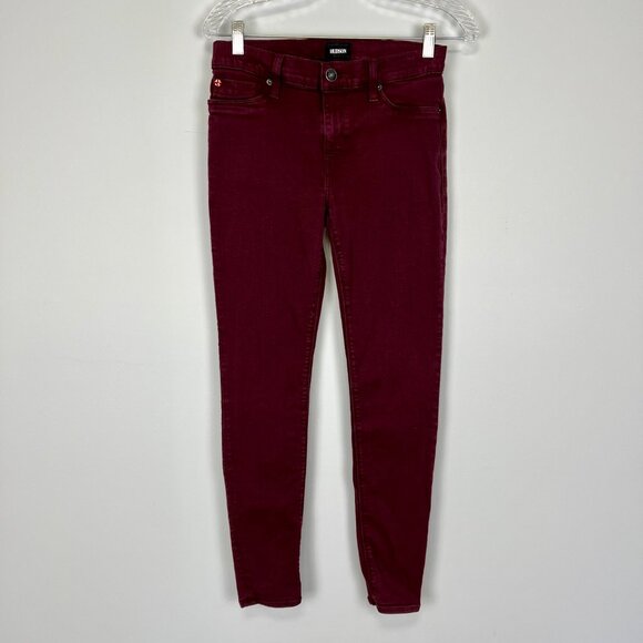 Hudson Womens Krista Super Skinny Jeans Burgundy Red Stretchy Mid Rise size 27 - Picture 3 of 12